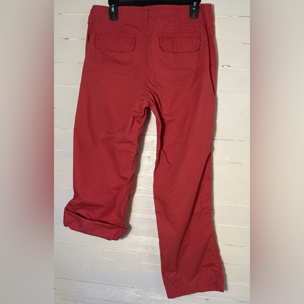 IZod red (faded) cargo pants. Women’s size 10, can be worn as pants or Capri. - Picture 2 of 12